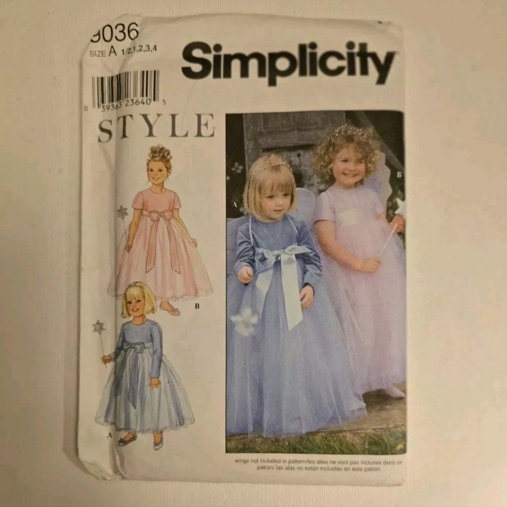 Simplicity Costume Pattern Disney Princess Child 9036